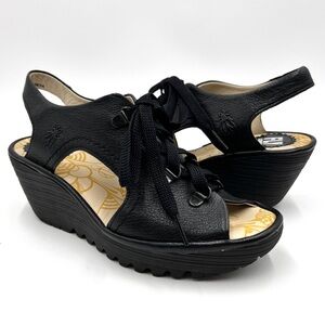 Fly London Black Comfort Sandals with Adjustable Straps